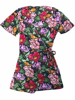 Zara Accessories Floral Wrap Dress Medium Rose Lily Print Tie Waist